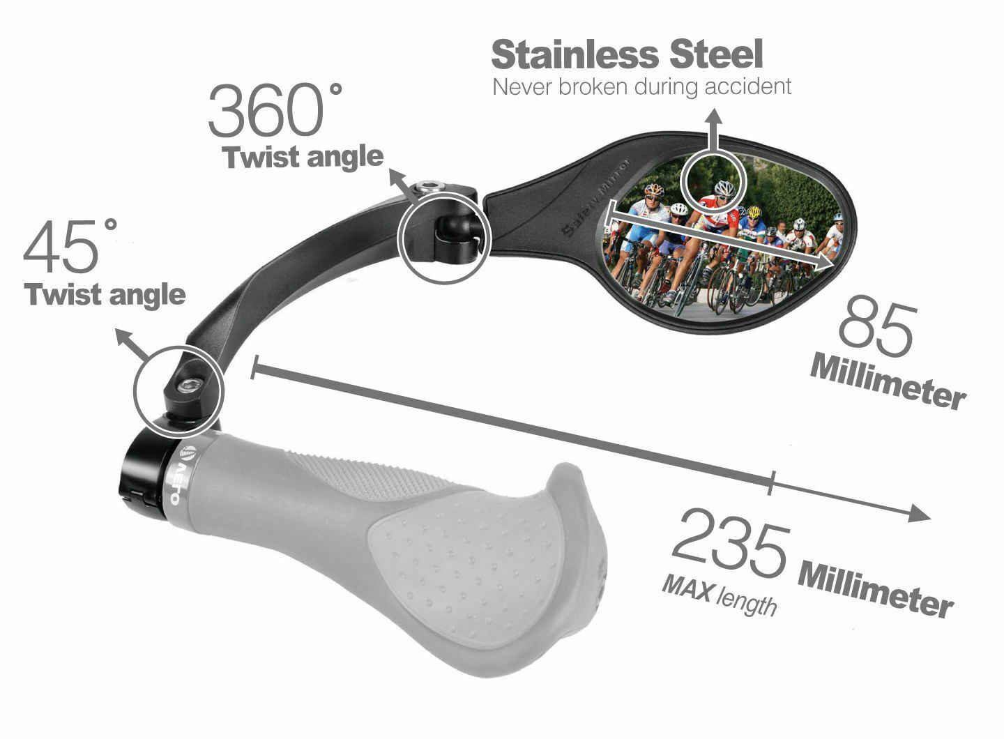 Buy Venzo Bicycle Bike Handlebar Stainless Steel Mirror Right CD