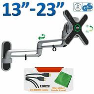 13" ~23" Elegant Full Motion Aluminum LED LCD TV Wall Mount Bracket Tilt
