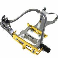 Wellgo Track Fixie Bike Pedals Toe Clips Leather Straps Gold