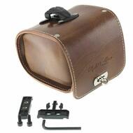 Vintage Fixie Road Bike Bicycle Leather Saddle Bag with Cleats