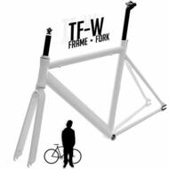 Track Fixie Road Bike Frame with Fork White 53cm