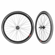 Fixie Single Speed Road Bike Track Wheel Wheelset Deep V + Tyres Black