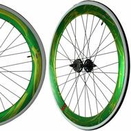 Fixie Single Speed Road Bike Track Wheel Wheelset Deep V + Tyres Green