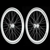 Fixie Single Speed Road Bike Track Wheel Wheelset Deep V + Tyres White