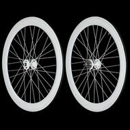 Fixie Single Speed Road Bike Track Wheel Wheelset Deep V + Tyres White