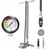 High Pressure Bicycle Bike CNC Alloy Floor Air Pump Gauge 220psi