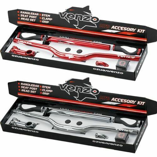 Venzo Mountain Bike Downhill Handlebar Kit Grips Stem