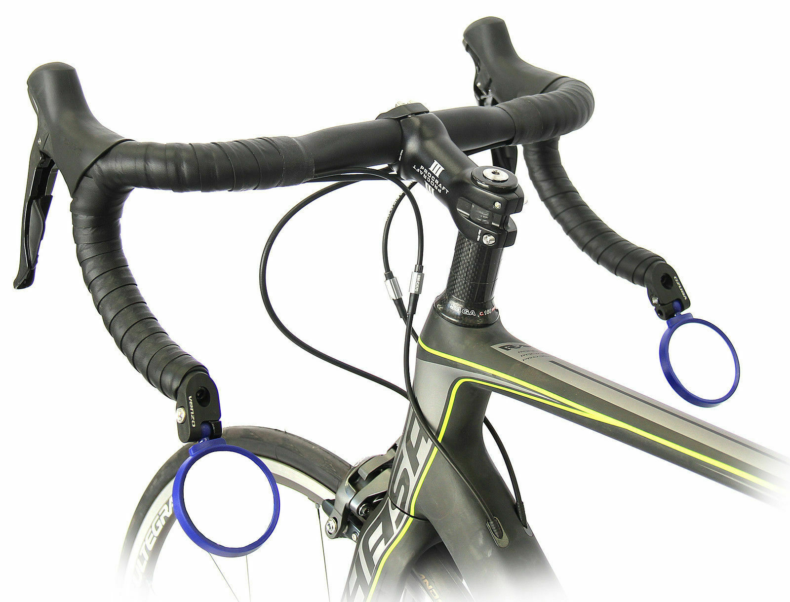 Venzo Bicycle Handlebar Stainless Steel Mirror Universal Design Pair Blue