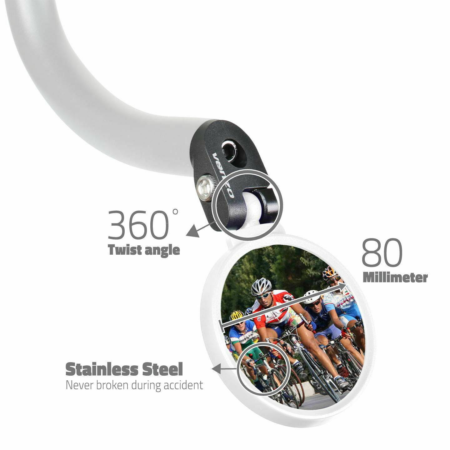 Venzo Bicycle Handlebar Stainless Steel Mirror Universal Design