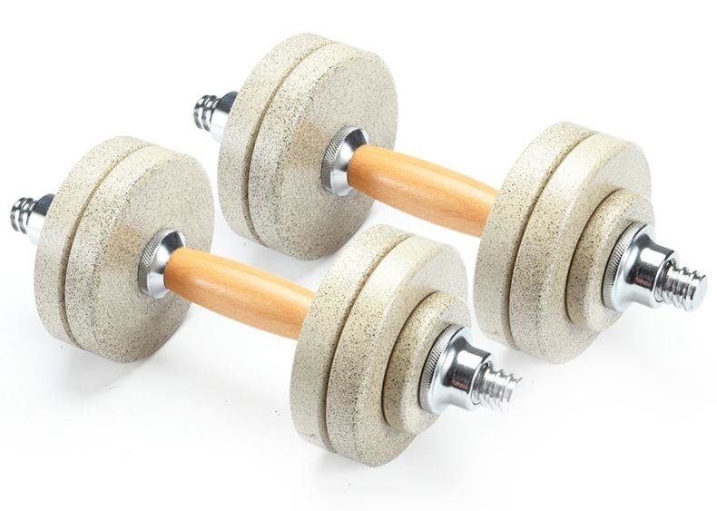 Stone Coated steel Wood Handle Adjustable Dumbbell Fitness Workout