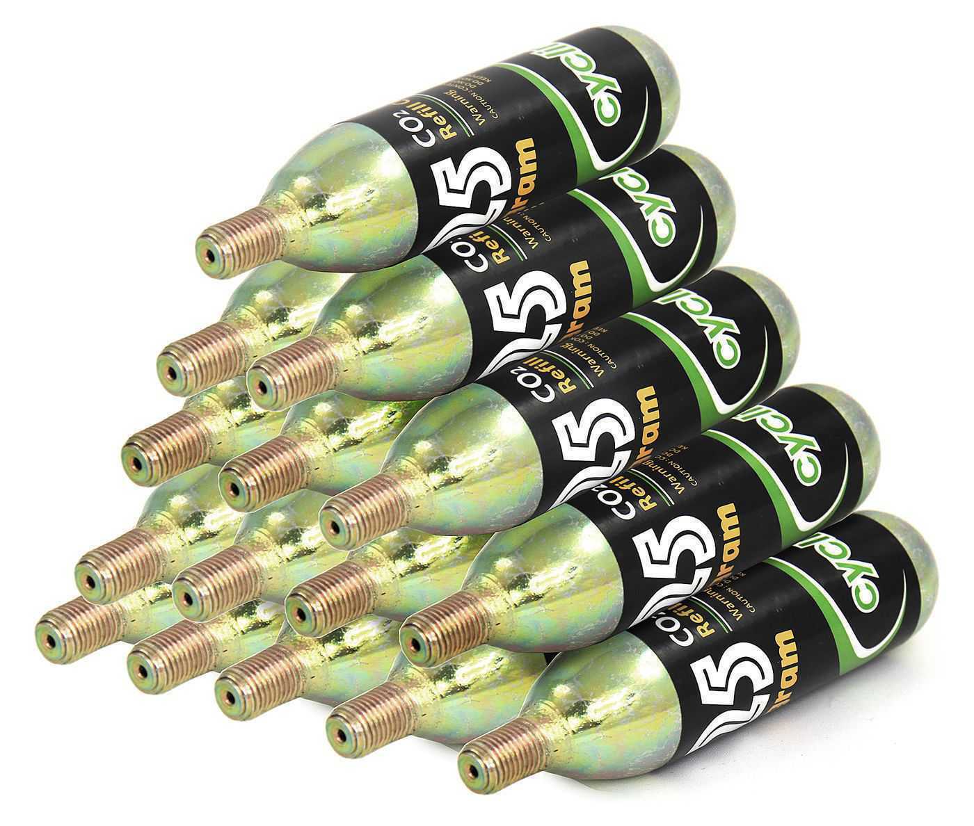 15 x 25g Threaded CO2 Cartridges Refills For Bike Bicycle Pump Inflator