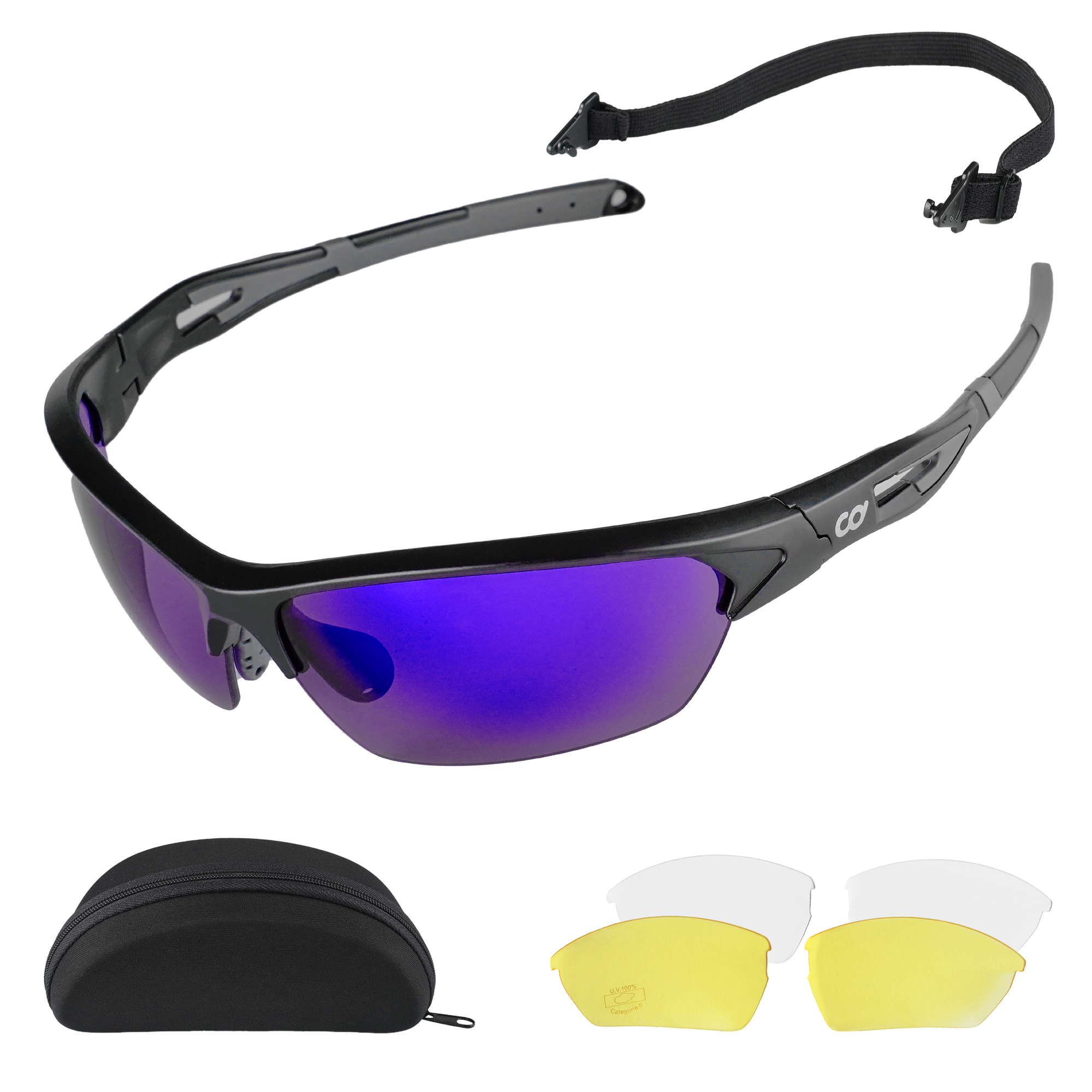 with Anti-Slip Elastic Strap CyclingDeal Professional Wrap-Around Bike Cycling Sunglasses with 3 Pairs of Interchangeable Lenses Anti-Scratch Design 100% UV400 Protection Super Light & Durable 