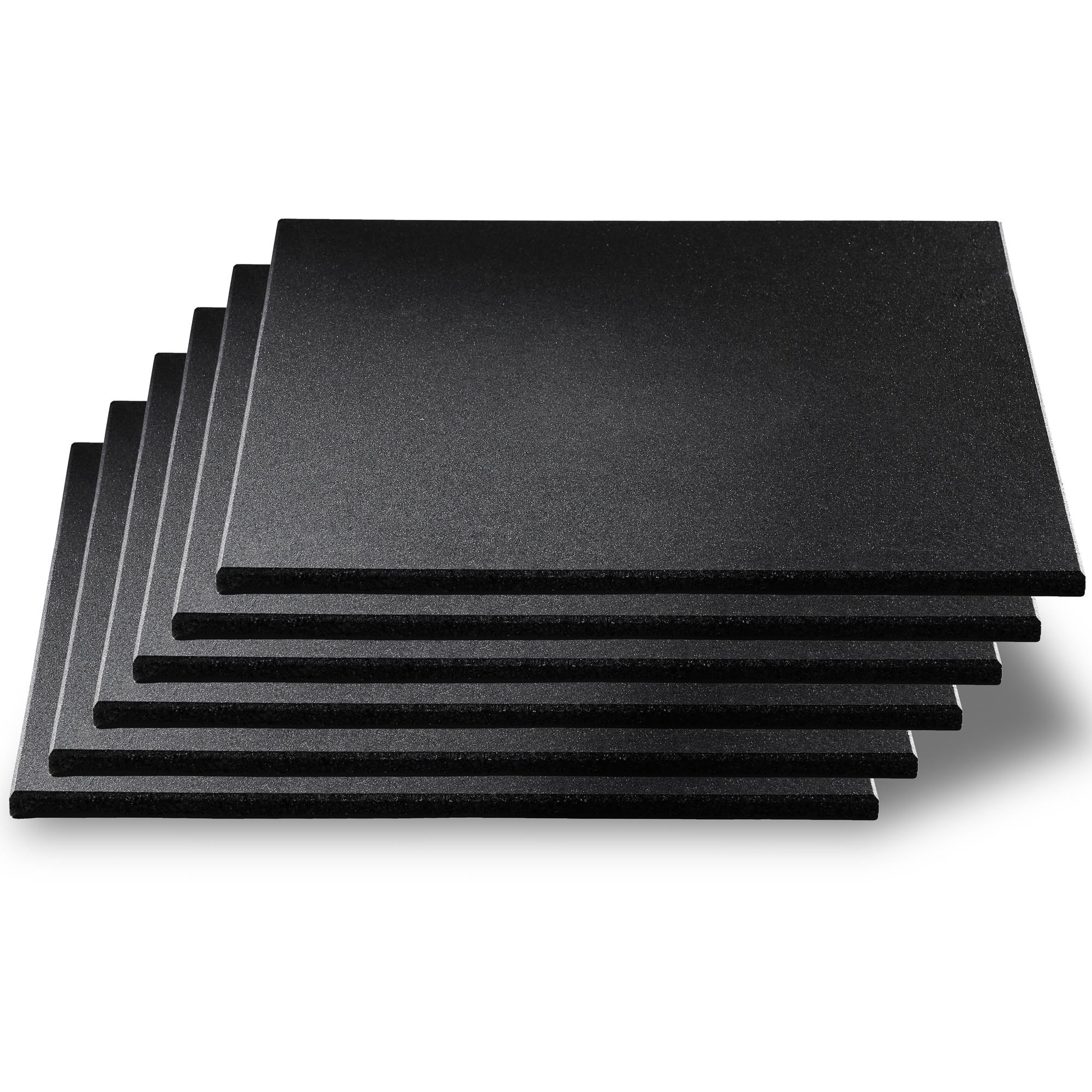 CD 15mm Thick High-Density Gym Floor Protection Mats Tiles - 6 Pack 500x500mm Rubber Exercise Workout Equipment Mat - Noise & Shock Absorbing - Black