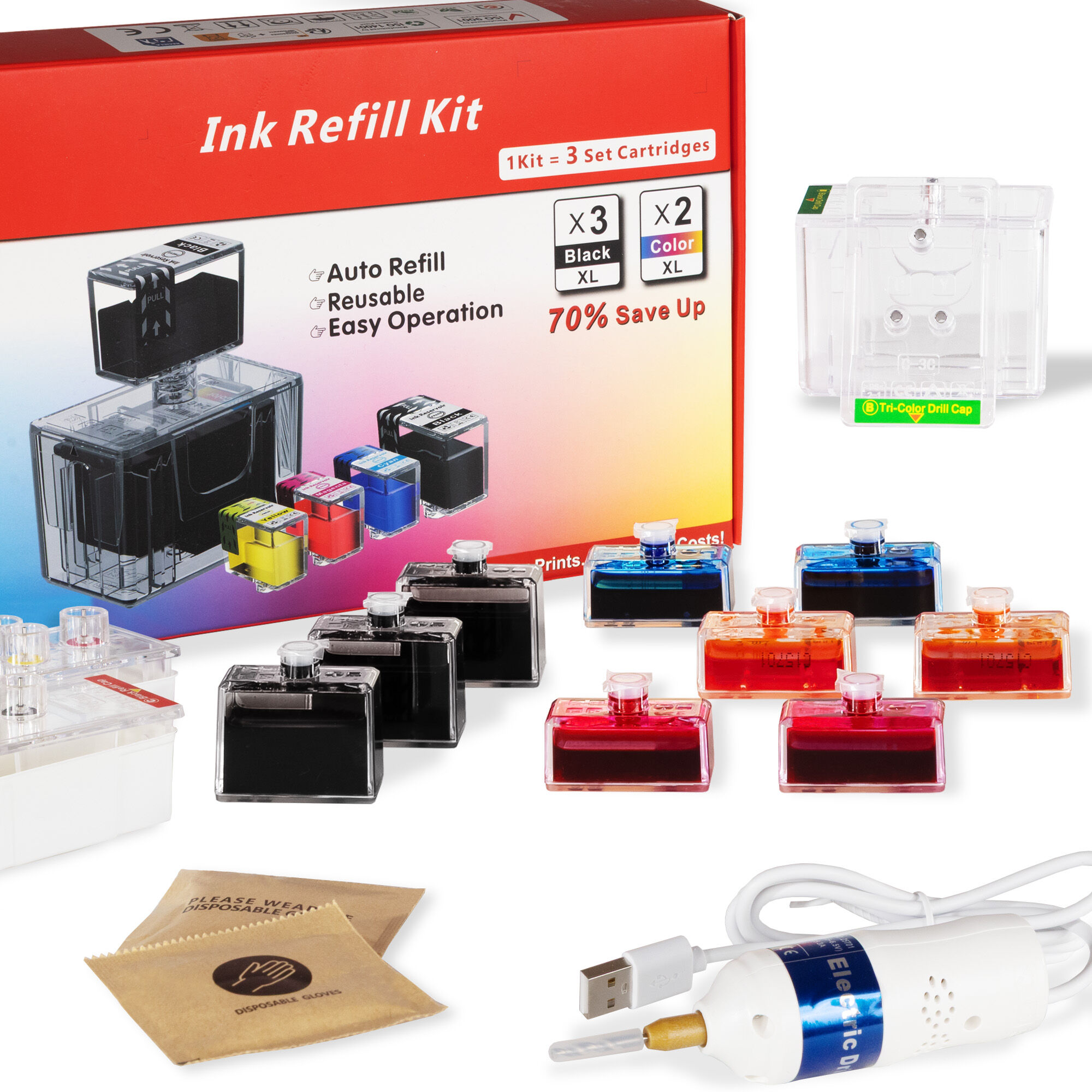 240XL 241XL 243XL 244XL 245XL 246XL 275XL 276XL Ink Refill Kit for Canon PIXMA TS TR MX MG IP MP Printers | Refillable Ink Cartridges