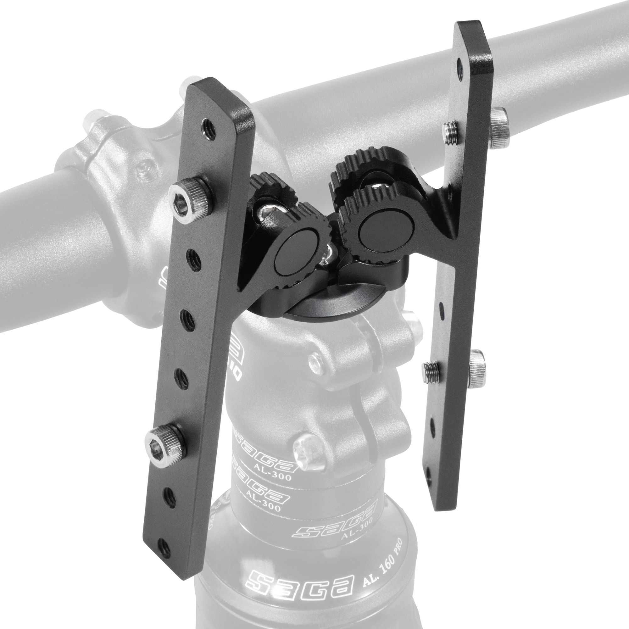 CyclingDeal Bike Bicycle Stem Mount Adapter - Fully Adjustable for Bicycle Stem Top Caps - for Two Water Bottle Cages