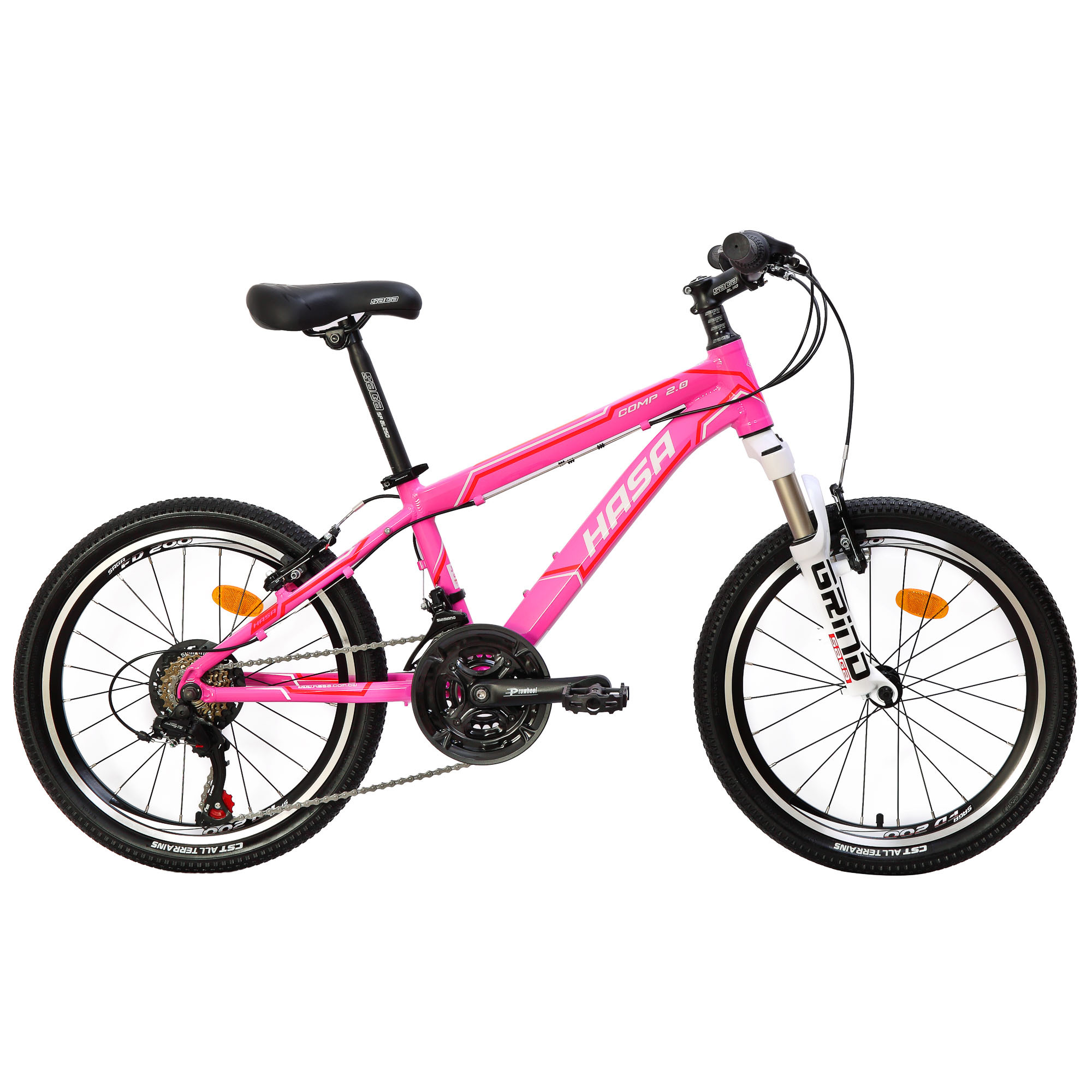 HASA  Kids Children Mountain Bike Bicycle MTB Pink with Detachable Training Wheels - 18 Speed 20" Wheels 12" Frame for 5-10 Years Old
