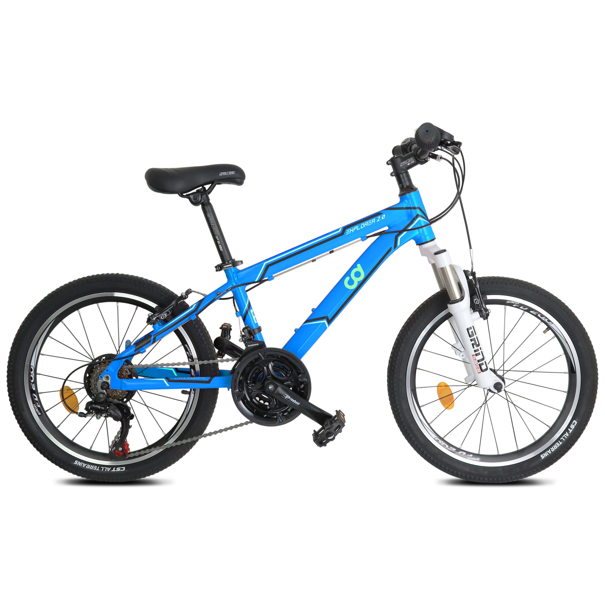 CyclingDeal Kids Children Mountain Bike Bicycle MTB Blue with Detachable Training Wheels - 18 Speed 20" Wheels 12" Frame for 5-10 Years Old
