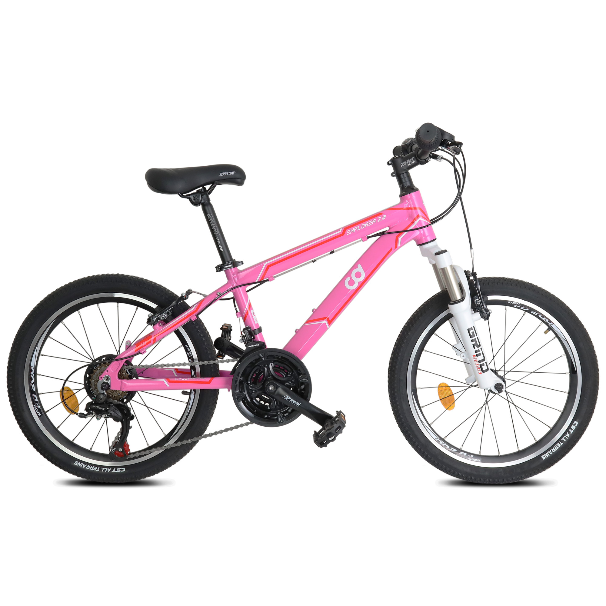 CyclingDeal Kids Children Mountain Bike Bicycle MTB Pink with Detachable Training Wheels - 18 Speed 20" Wheels 12" Frame for 5-10 Years Old