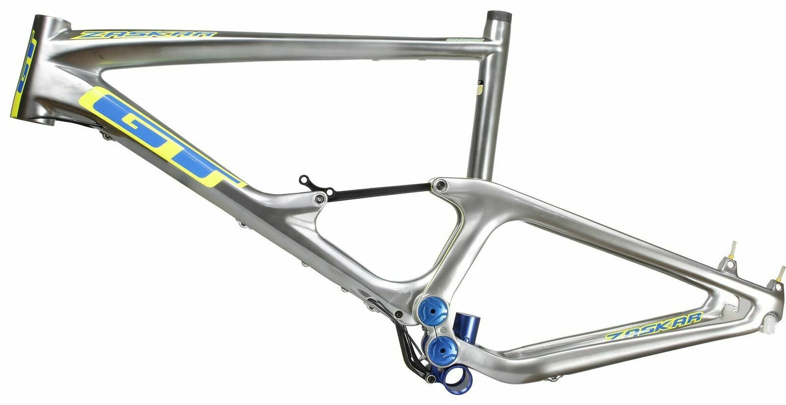 gt zaskar 100 team carbon mountain bike full suspension frame silver