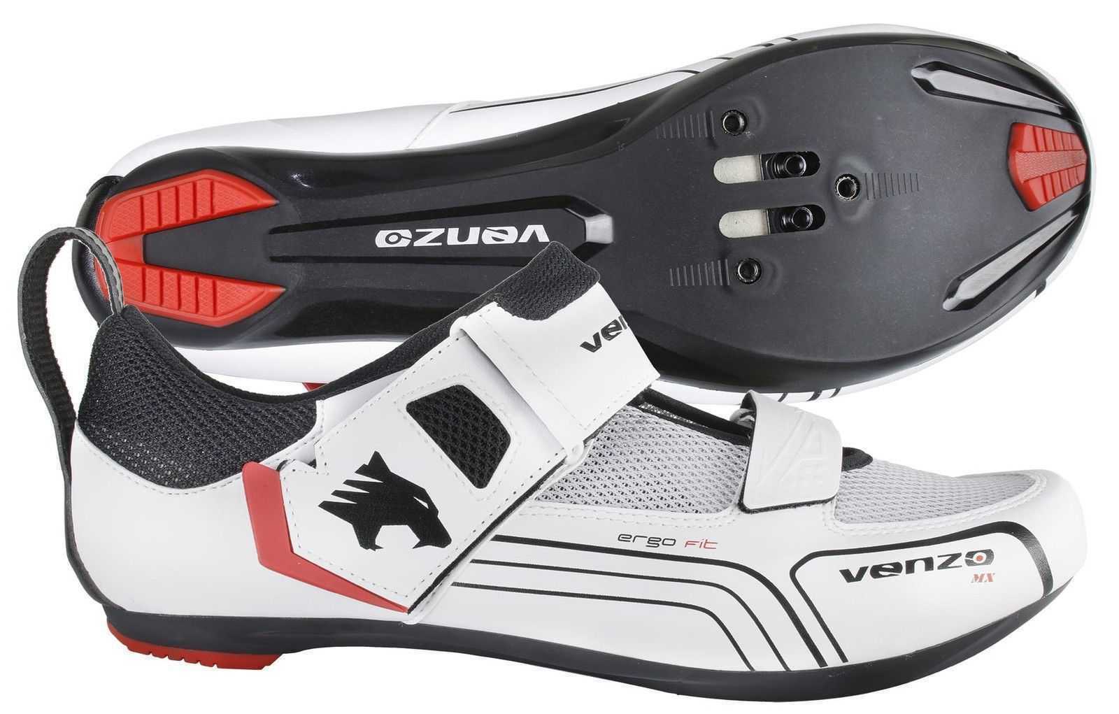 Venzo Bicycle Triathlon Shoes For Shimano SPD SL Look White Size 45