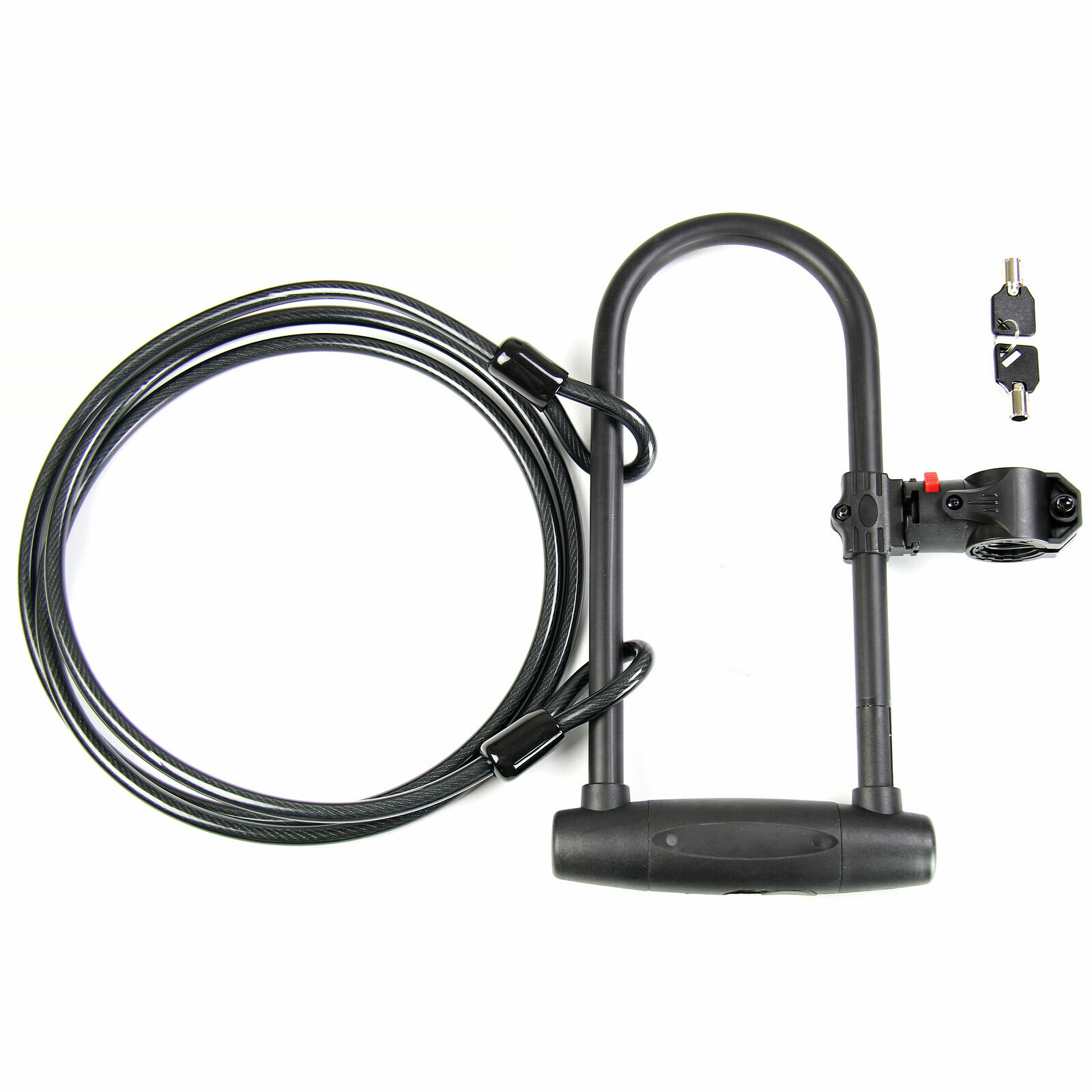 Bicycle Bike Cycling U Lock With Key 170x335mm + Lock Cable 10x2300mm eBay