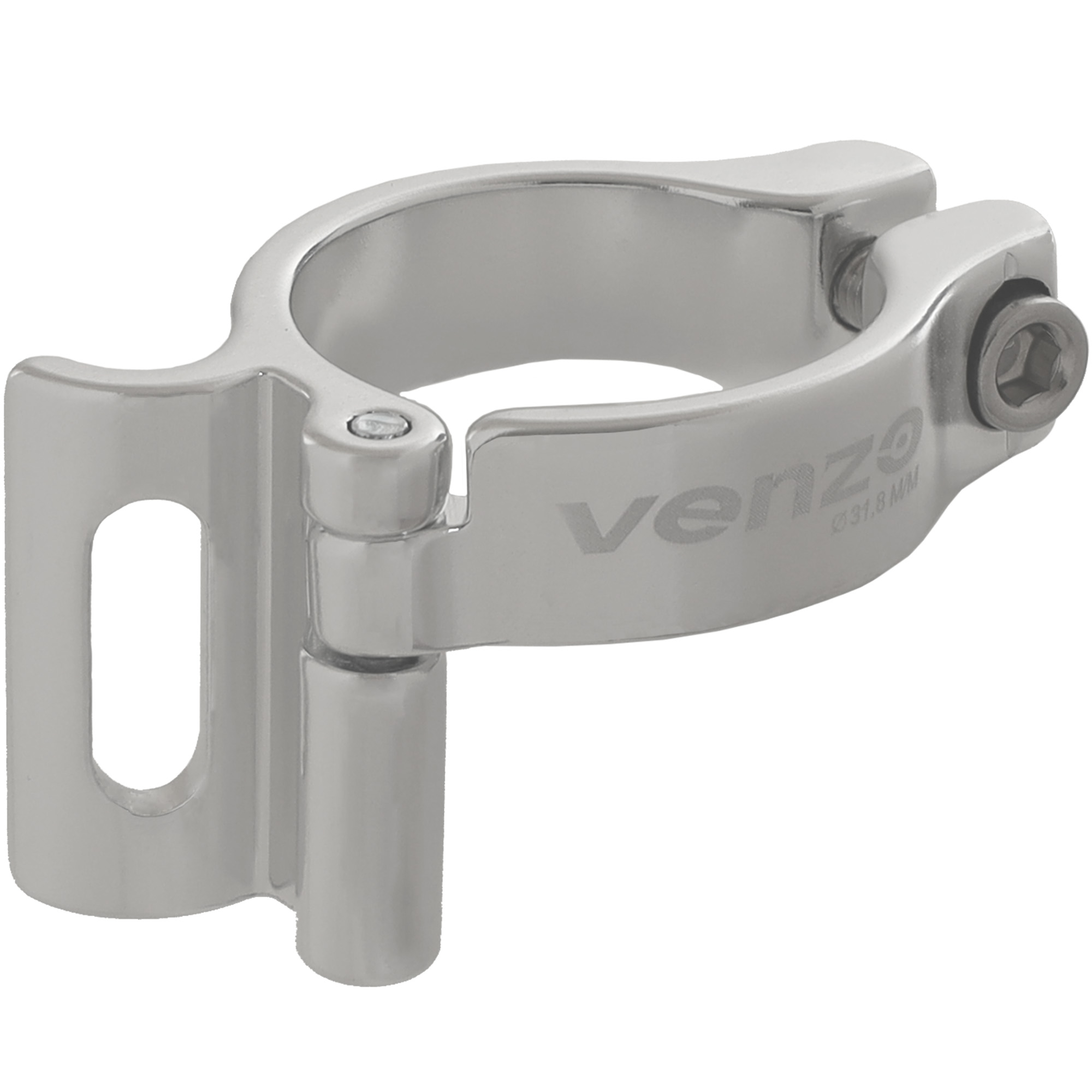 Venzo Road Mountain Bike Bicycle Adjustable Braze-on Front Derailleur Adapter Clamp 31.8mm Silver