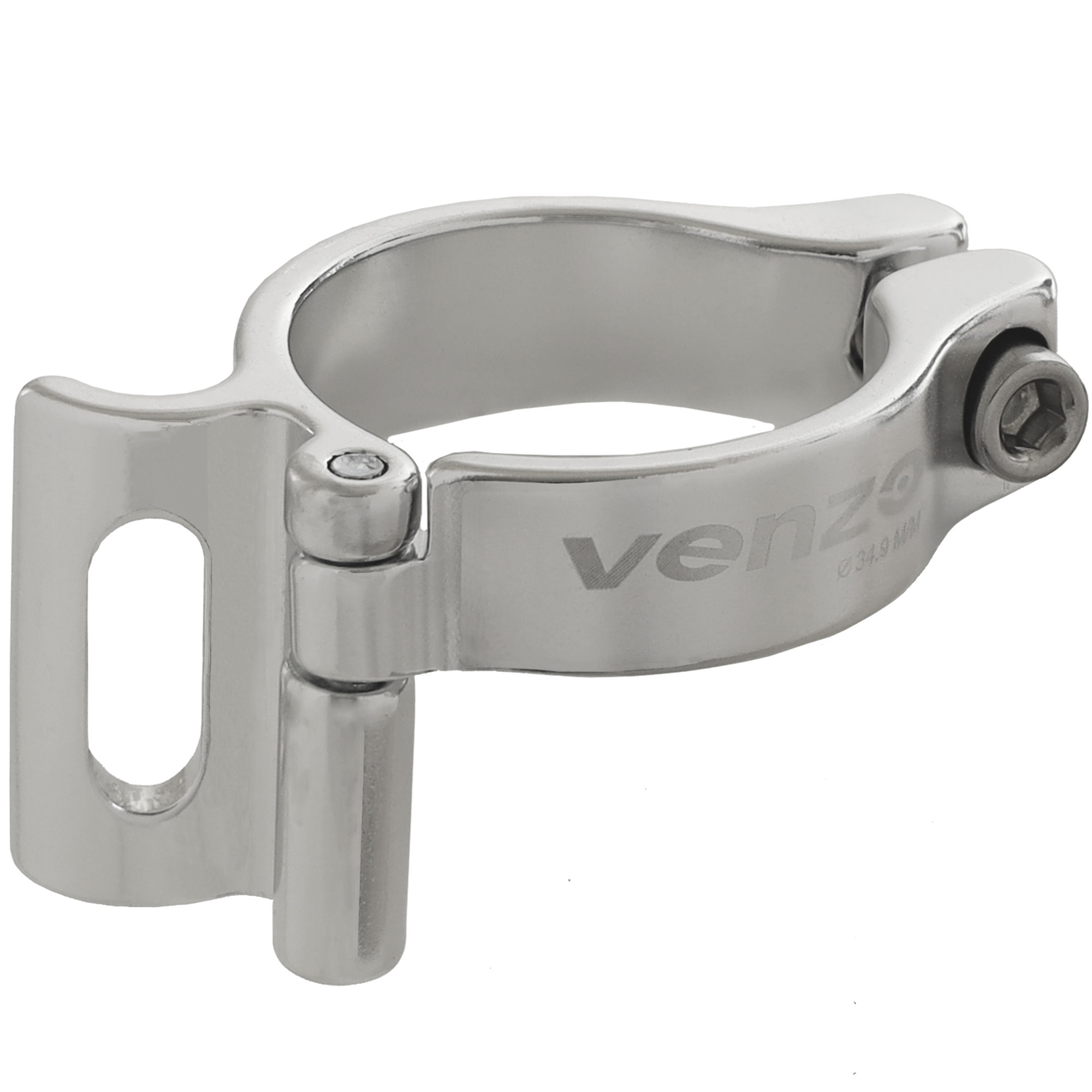 Venzo Road Mountain Bike Bicycle Adjustable Braze-on Front Derailleur Adapter Clamp 34.9mm Silver