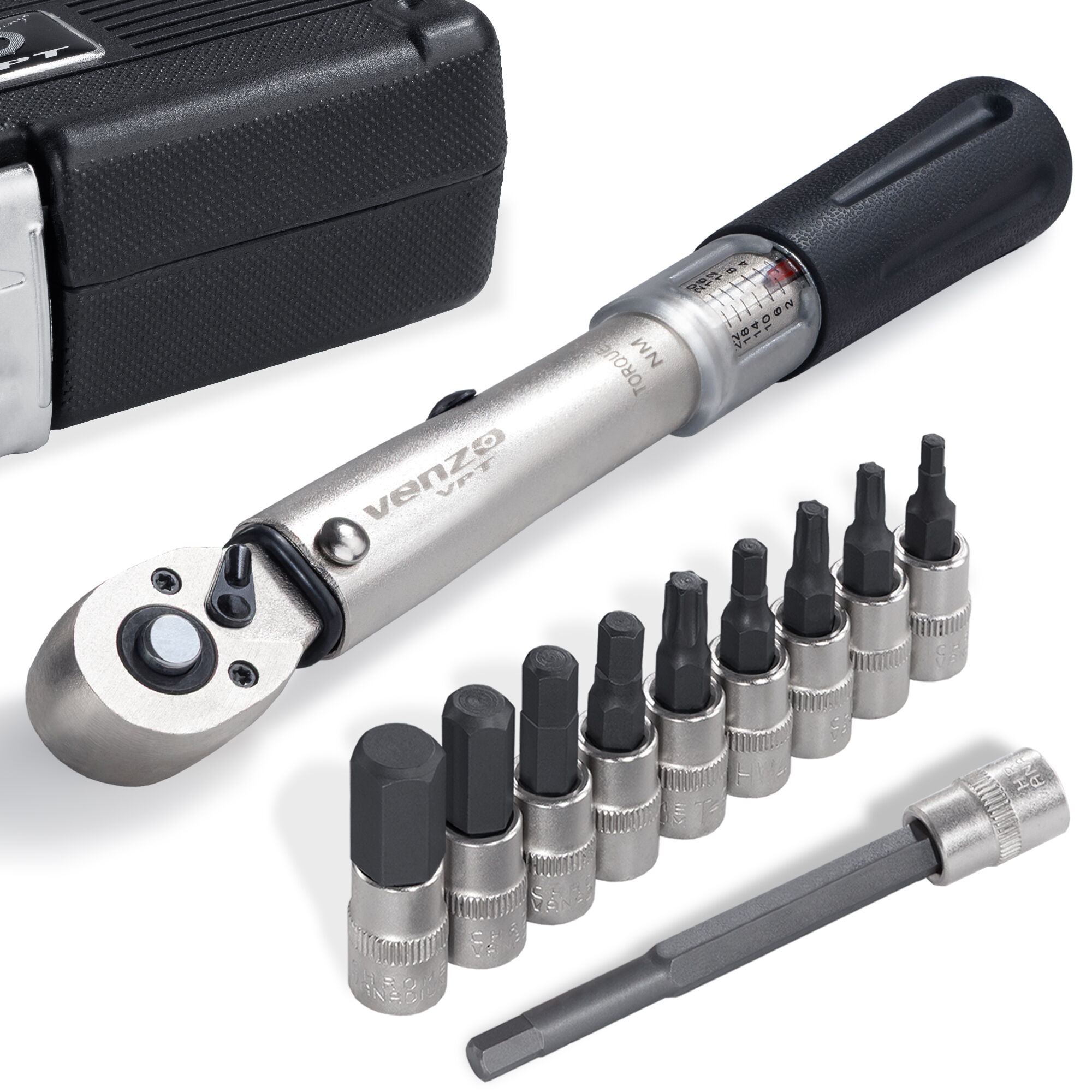 BikeTool Torque Wrench Set For Road, Mountain & E-Bikes - 1/4" Drive, 2-24Nm, Q580