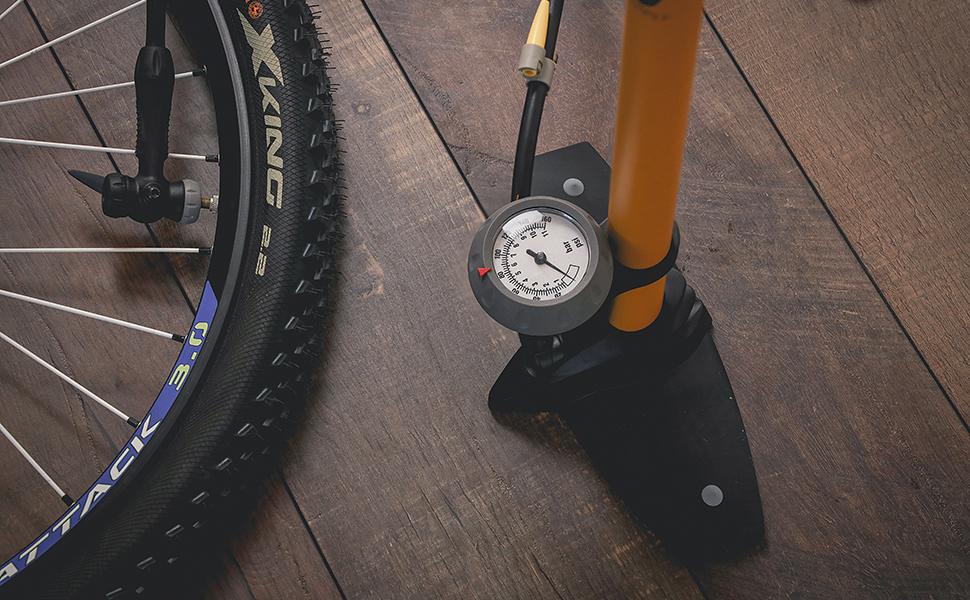 Cycling High-Pressure Bicycle Pump With Pressure Gauge Aluminium By BSK 