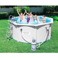Bestway HYDRIUM Oval Strong Steel Wall Above Ground Swimming Pool with Sand Filter 16.4' x 12' x 48"