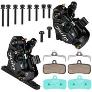 Juin Tech Road Hybrid Hydraulic Disc Brake 4 Piston Caliper Pair Front Rear Flat Mount