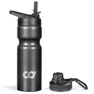 CyclingDeal Bicycle Stainless Steel Vacuum Insulated Water Bottle with Two Leakproof Lids - 18oz/500ml Double Wall BPA Free Cycling Water Bottle