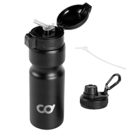 CyclingDeal Bicycle Stainless Steel Vacuum Insulated Double Wall Water Bottle with Leakproof Straw Lid and Spout Lid 18oz (500ml) Matt Black