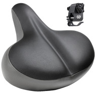CD Bike Saddle Wide Seat Oversized 27x26.5cm & Quick Release Seat Clamp Adapter - Compatible with Peloton Bike & Bike+ ONLY- Comfort Memory Foam Seat 