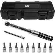 CyclingDeal Bicycle Bike 1/4 Inch Driver - Torque Wrench Allen Key Tools Socket Set Kit 2-15Nm 