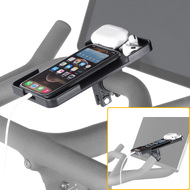 CD Phone Holder Bracket Mount Tray- for Indoor Exercise Bikes with Round Bars ONLY- for Peloton, Peloton Bike+, NordicTrack- Install at Centre or Side