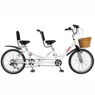 CyclingDeal Family Bike Dual Drive Tandem Bicycle 6 Speeds 24" x 1.95 White