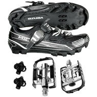 Venzo Mountain Bike Bicycle Cycling Shimano SPD Shoes with Wellgo Pedals Black