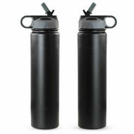 2 x Stainless Steel Water Bottles with Straw Vacuum Insulated Double Wall 24oz (709ml)
