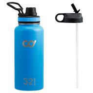 Stainless Steel Vacuum Insulated Double Wall Straw Water Bottles 32oz (946ml) Blue