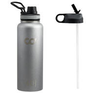 Stainless Steel Vacuum Insulated Double Wall Straw Water Bottle 40oz (1183ml) Gray