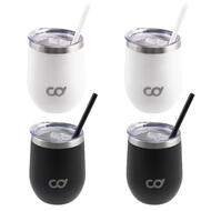 CyclingDeal Stainless Steel Coffee Mug Set of 2 - Double Wall Insulated Coffee Mug with Lid