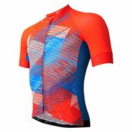 Spring & Summer  Cycling Short Sleeve Top Digital Wave Jersey Red