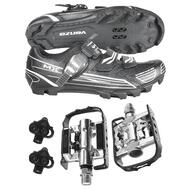 Venzo Mountain Bike Bicycle Shimano SPD Shoes with Wellgo Pedals Black