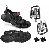EXUSTAR Unisex E-SS503 Trekking Outdoor Bicycle Sandals with Wellgo C002 Pedals Black