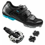 Shimano Bicycle Women's SH-WM53 MTB Shoes + SPD Pedals PD-M520 Black