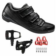 Shimano SH-RP2 SPD Touring Road Cycling Black Shoes with Wellgo W40 Pedals