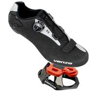 Venzo Cycling Bicycle Road Bike Shoes with Clipless Pedals Look Keo Compatible 9/16" with Cleats