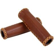 VELO Brown PU Leather Soft Rubber Bicycle MTB Beach Cruiser Handlebar Grips