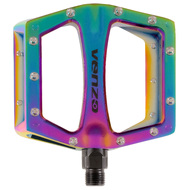 Venzo BMX MTB Bike Large Flat Platform Anti-Skid Cycling Pedals with Removable Reflectors - Dazzling Color Aluminium Body 9/16" Cr-Mo Axle